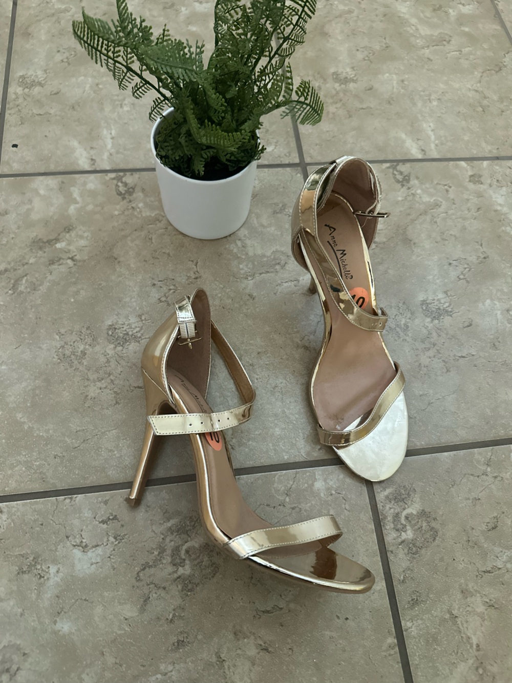 GOLD OPEN TOE HEELS